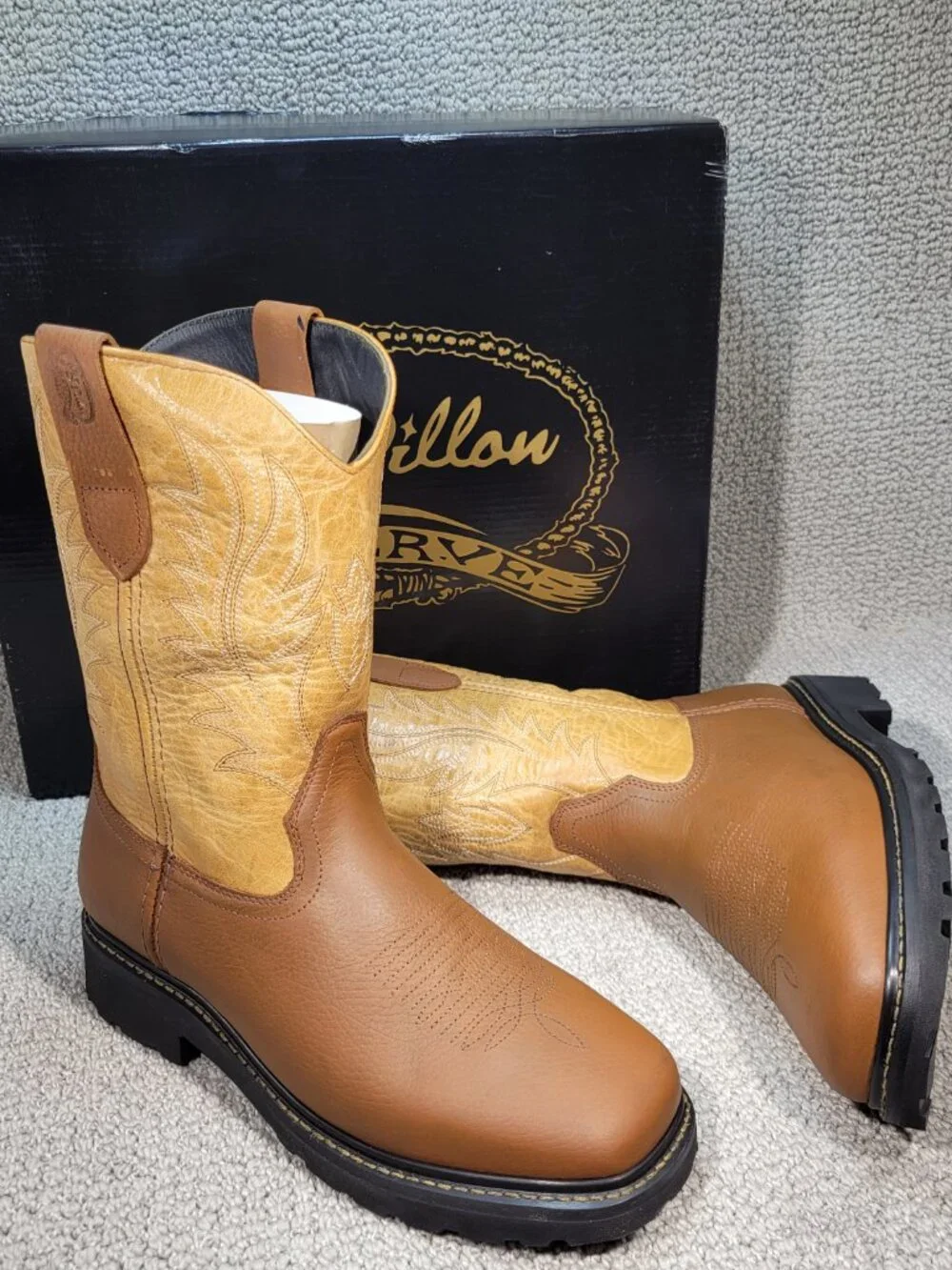 J.B. Dillon Reserve JBRG201 Men's US Size 10.5D Oak/Honey Leather Pull on Boots